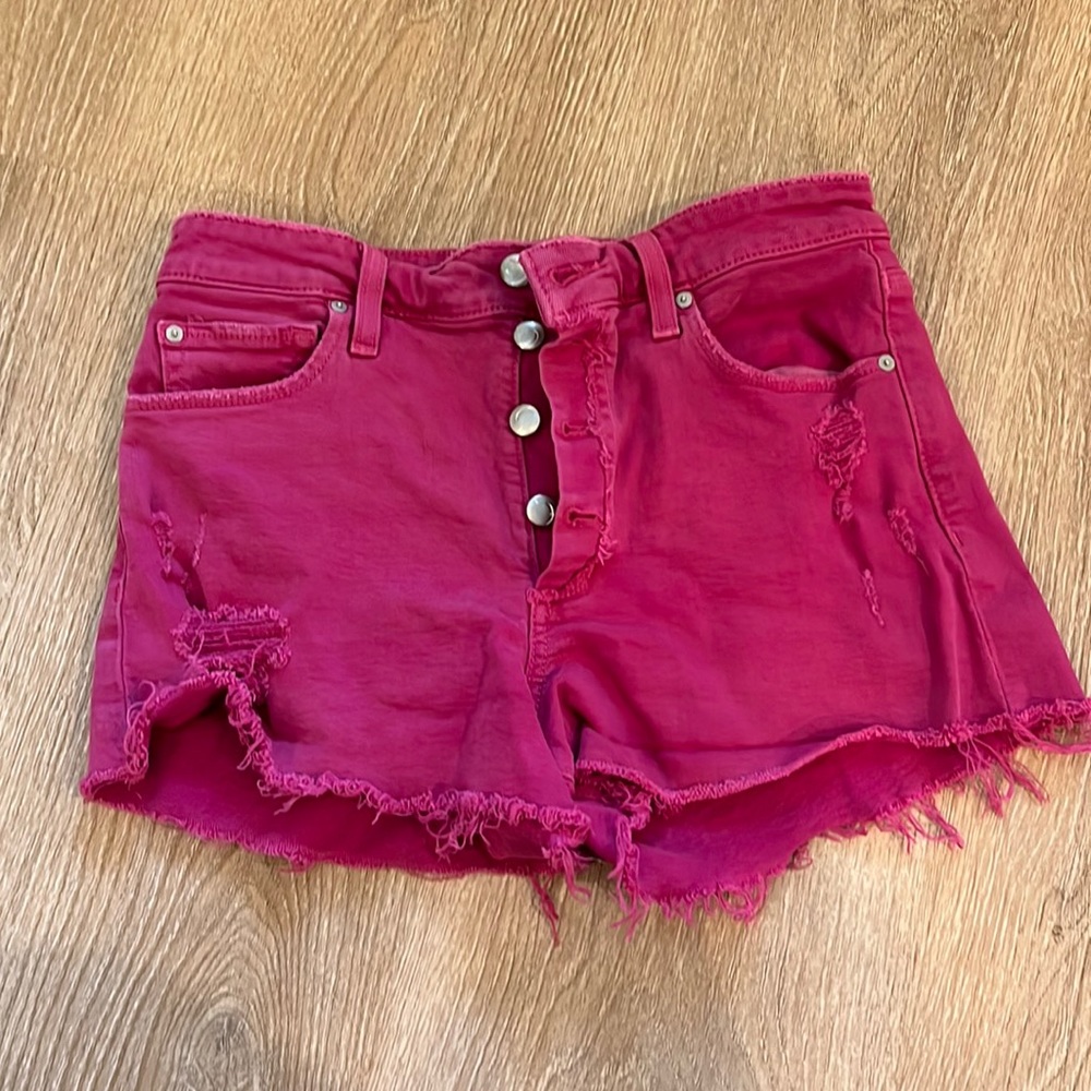 Joe’s Jeans pink denim cutoff shorts size 25
